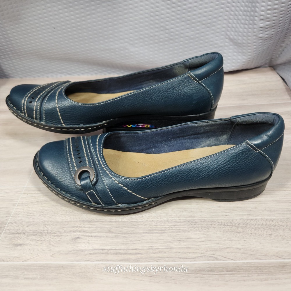 Clarks Bendables‎ Women's Blue Flats Slip Ons Size 9 Medium - Picture 3 of 7